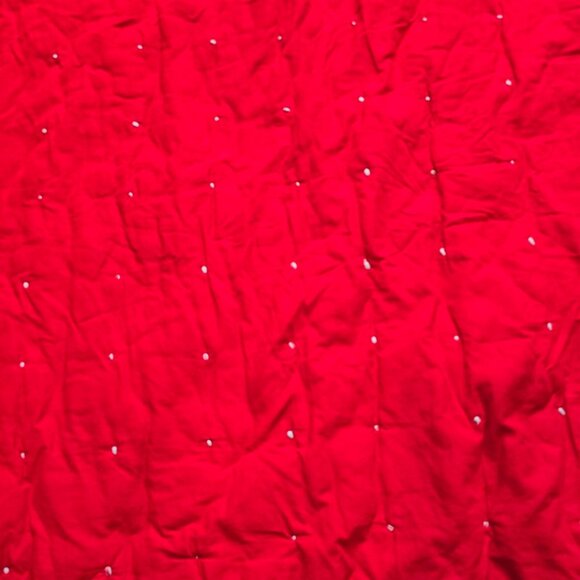 Handsewn Quilt Feedsack Crown of Thorns Red Back Tied Needs Repair Twin Size VTG - Picture 7 of 16
